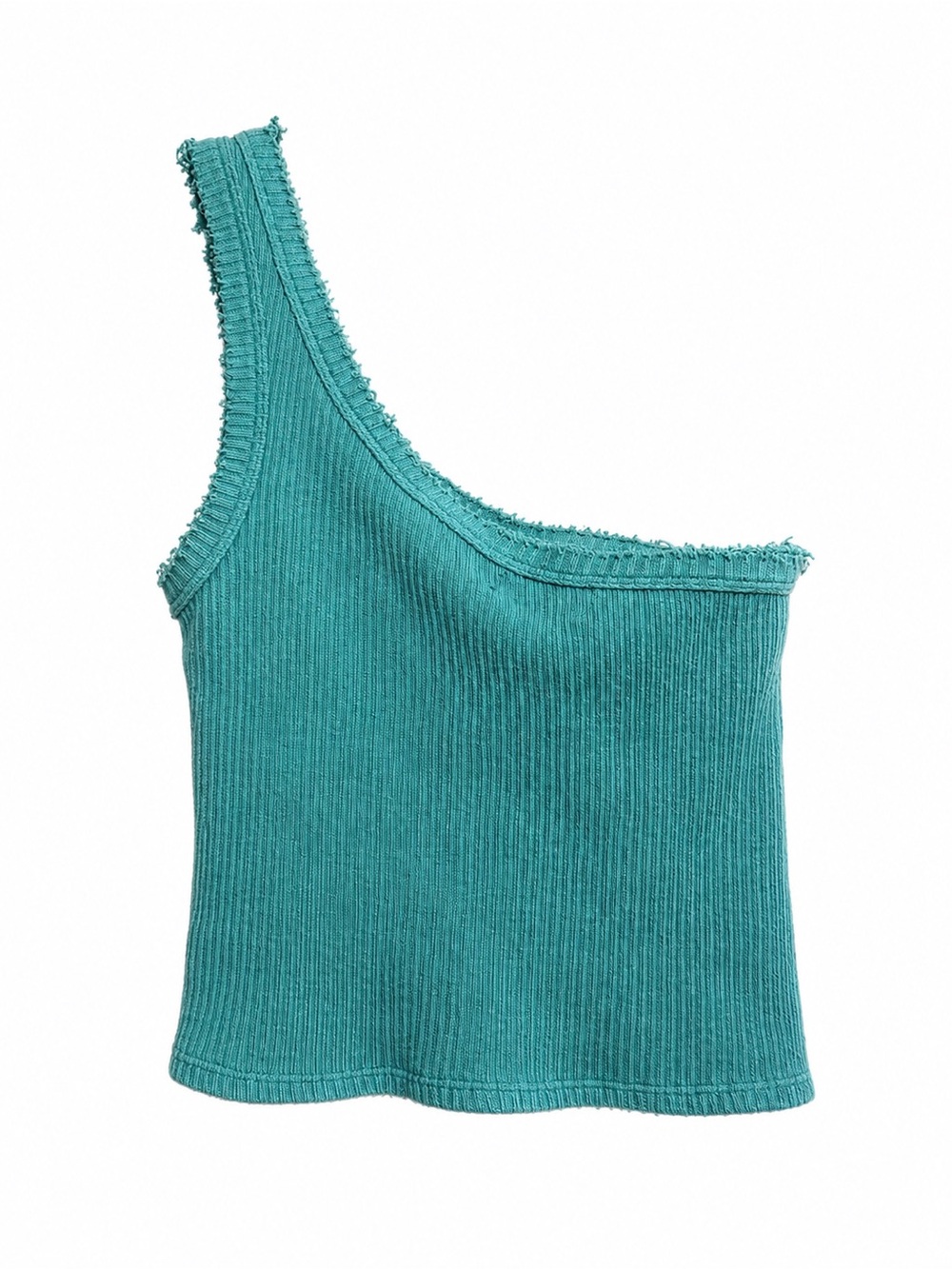 Urban Outfitters UO Ribbed One Shoulder Cropped Tank Top Green Size Small